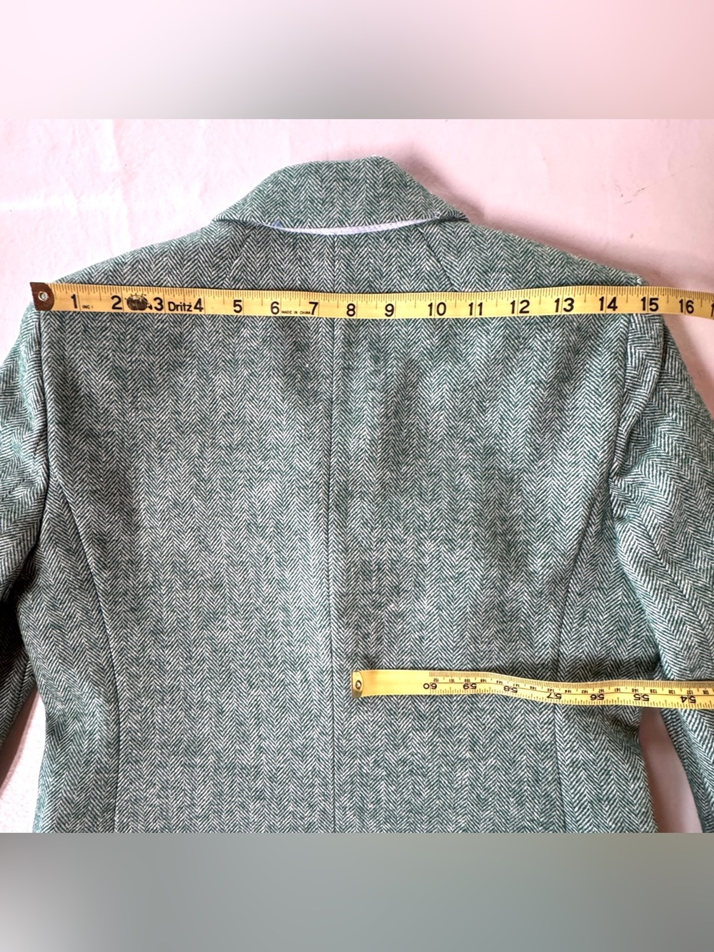 J. Crew Schoolboy Blazer BJ827 Herringbone Wool Blend Contrast Lining Green (2) - Picture 14 of 17